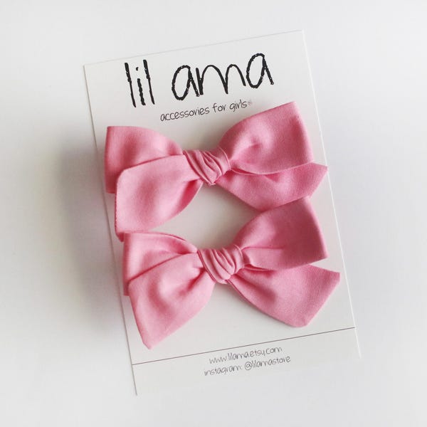Candy Pink Pigtail Hair Bow Clips: Toddler Accessories