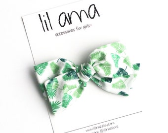 Palm Tree Leaf Baby Bow,  Baby Hair Bow, Tropical Summer Birthday Bow, Toddler Bows for Girls