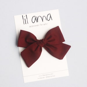 Maroon Baby Bow Headband: Cotton Fabric Girl Hair Bow