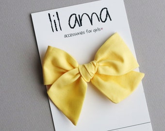Light Yellow Baby Bow Headband or Clip, Spring Hair Accessories
