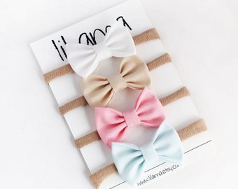 Baby Headband Set, Pastel Small Baby Bows, Newborn Headband, Baby Shower Gift, Baby Girl,