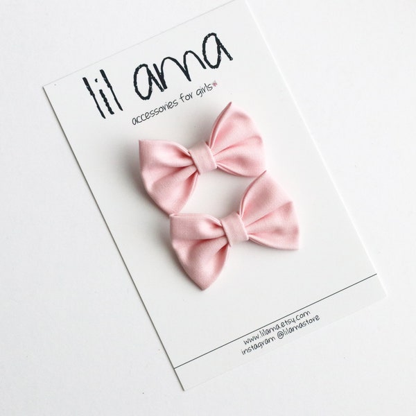 Mini Pink Pigtail Bows, Baby Girl Hair Clips