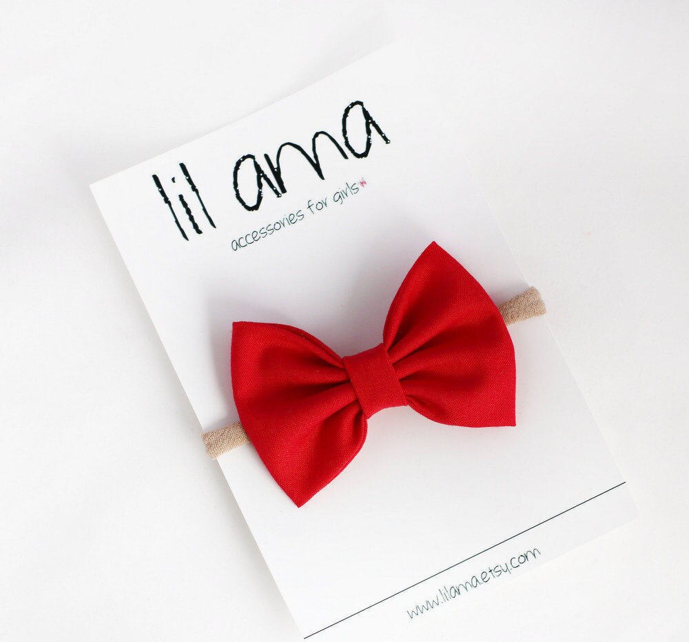 Baby Red Headband Red Bow Headband Baby Girl Hair Bow Etsy