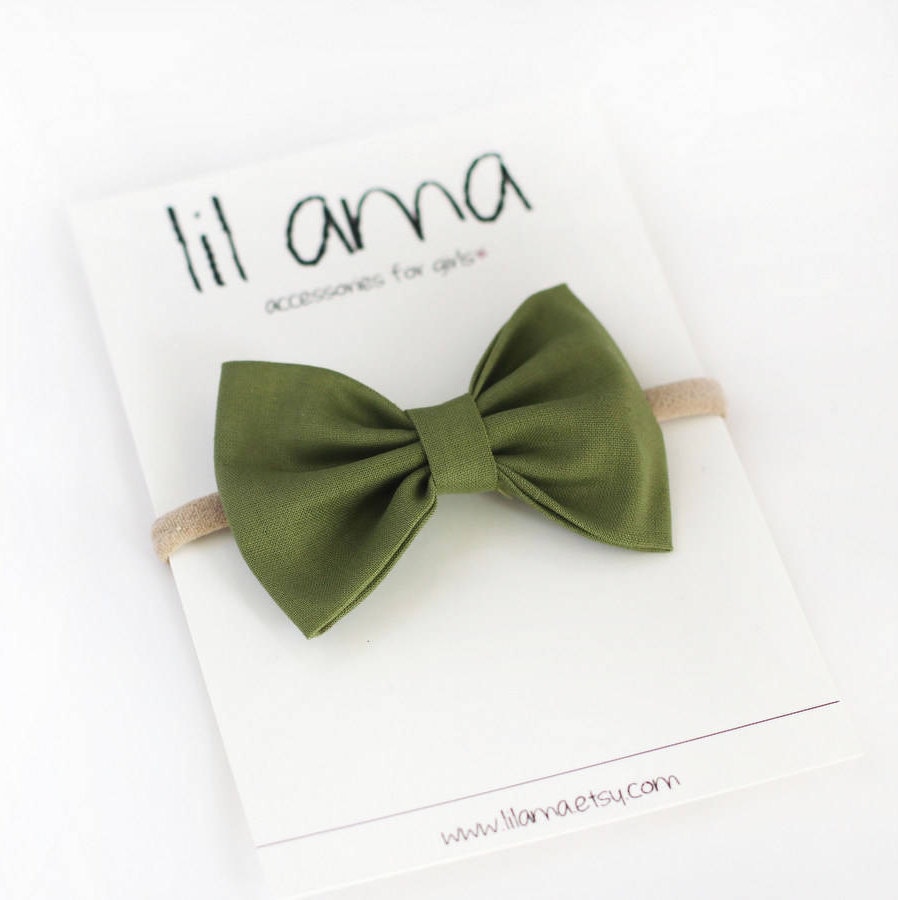 Olive Green Baby Headband - Baby Girl Headband - Baby Bow Headband - …