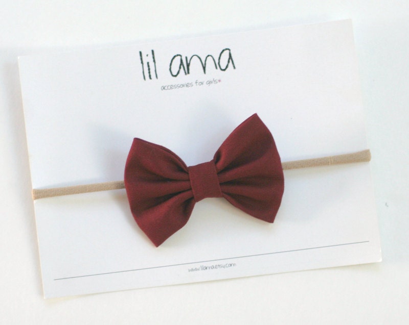 Maroon Baby Headband - Fabric Baby Bows - Newborn Headband - Maroon H…