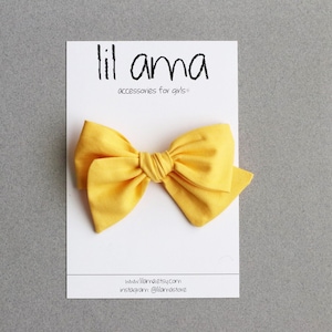 Yellow Baby Bow Headband, Newborn Headband, Toddler Hair Bow, Baby Girl Gift