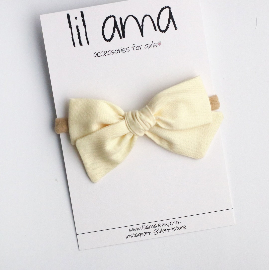 Light Yellow Baby Bow, Baby Headband, Baby Girl Hair Bows, Newborn