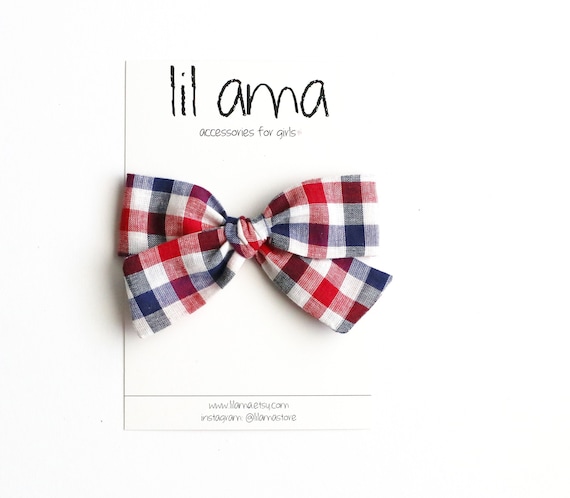 Patriotic Hair Bow, Red White and Blue 4th of July Bow, Baby Girl Gift