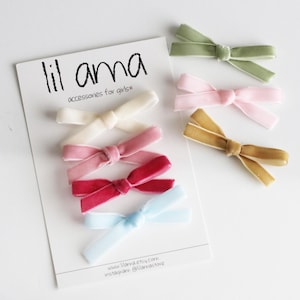 Velvet Hair Bow Clip or Headband image 1