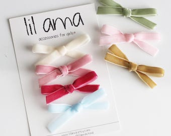 Velvet Hair Bow Clip or Headband