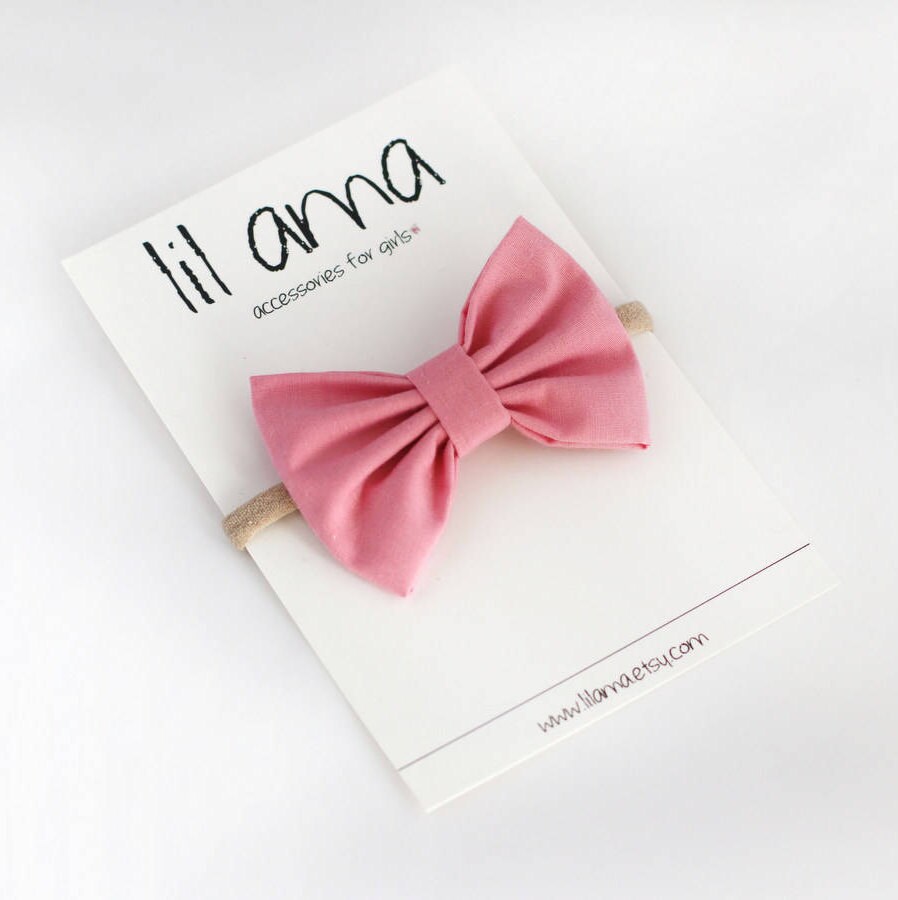Blush Pink Baby Headband - Fabric Bows - Newborn Headband - Baby Hair…
