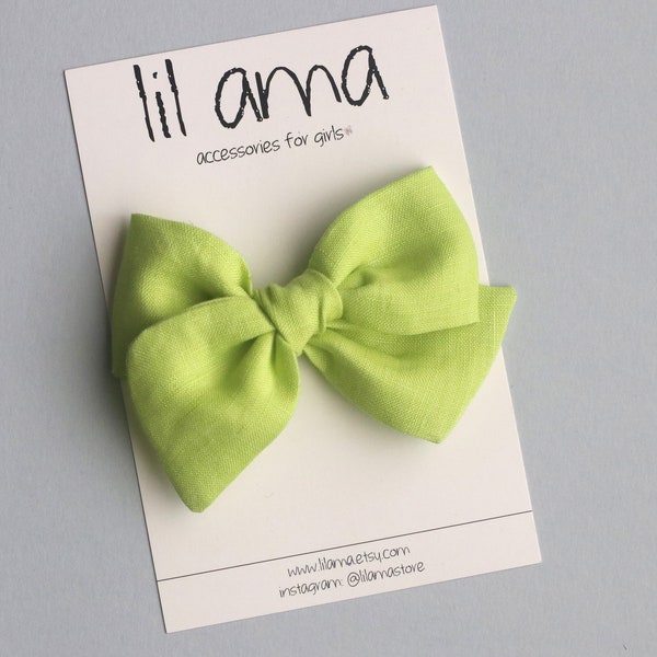 Lime Green Baby Headband, Baby Bows, Toddler Hair Bows, Baby Girl Bows, Newborn Headband