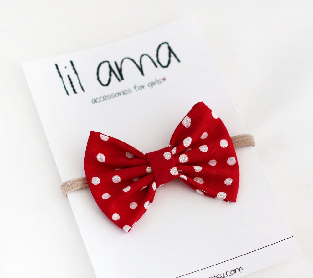 Red and White Polka Dot Bow - Minnie Mouse Headband - Baby Headband -…