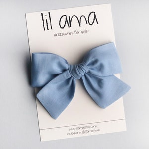 Blue Baby Headband, Baby Bows, Cotton Hair Bows, Newborn Headband, Baby Girl Gift