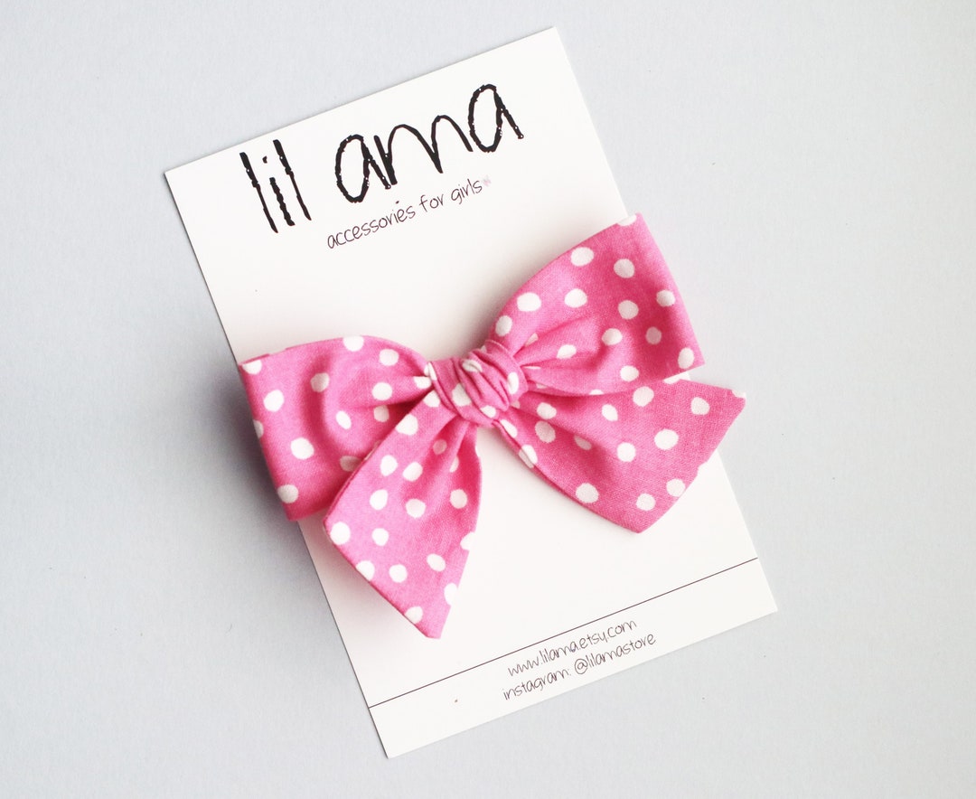 Pink Polka Dot Bow: Baby Girl Hair Clip, Headband - Etsy