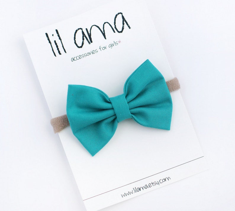 Teal Bow Baby Bow Headband Newborn Headband -Baby Girl Headband Baby Headband Nylon Headband-Hair Bow Light Teal Baby Headband