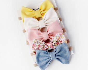 Spring Baby Headbands - Baby Bows - Easter Bows - Baby Girl Bow Headband - Easter Headbands - Baby Bow Headband-Baby Bow Clip-Spring Bow Set