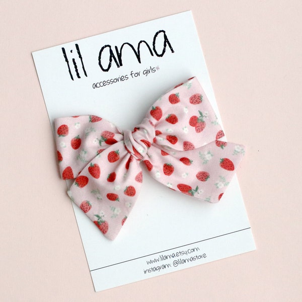 Strawberry Bow, Berry First Birthday, Baby Bow Headband, Baby Girl Gift