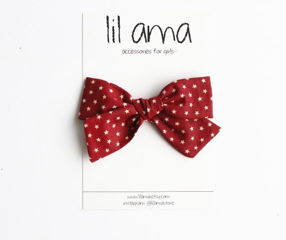 Red Star 4th of July Hair Bow: Baby Girl Headband or Clip