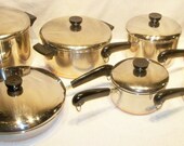 Vintage 14 Pc. Set 1801 Revere Ware Copper Clad Stainless Steel Clinton Ill.USA