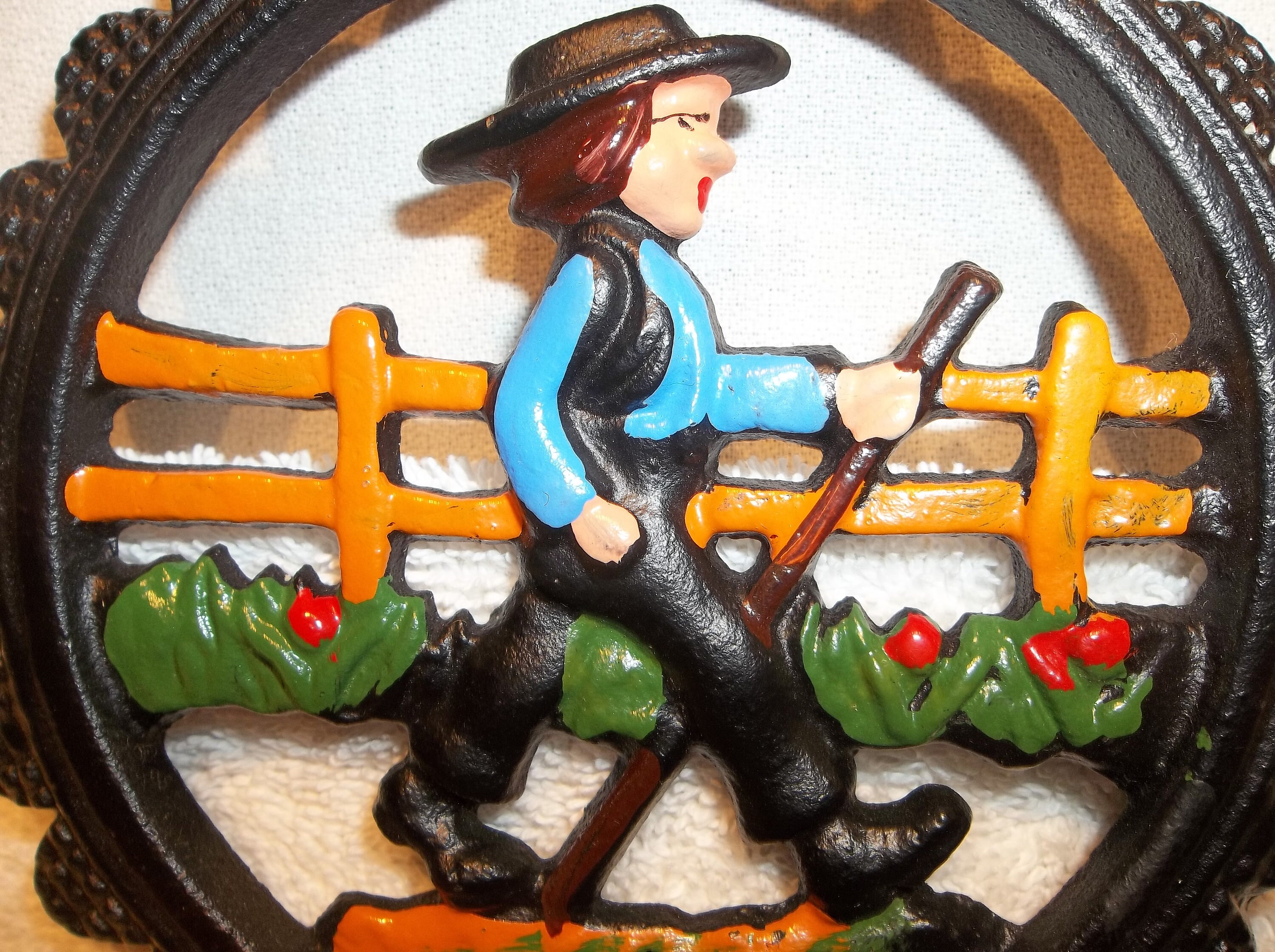 Antique Cast Iron Trivet Set Dale Craft Amish Man Woman Rustic Etsy