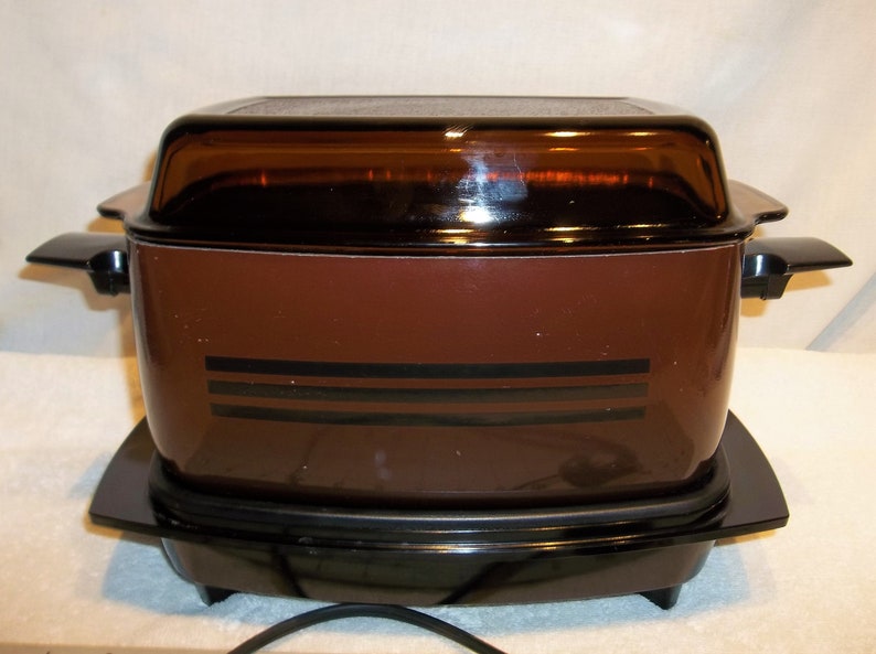 Vintage West Bend Slow Cooker Electric Skillet Glass Trivet Etsy