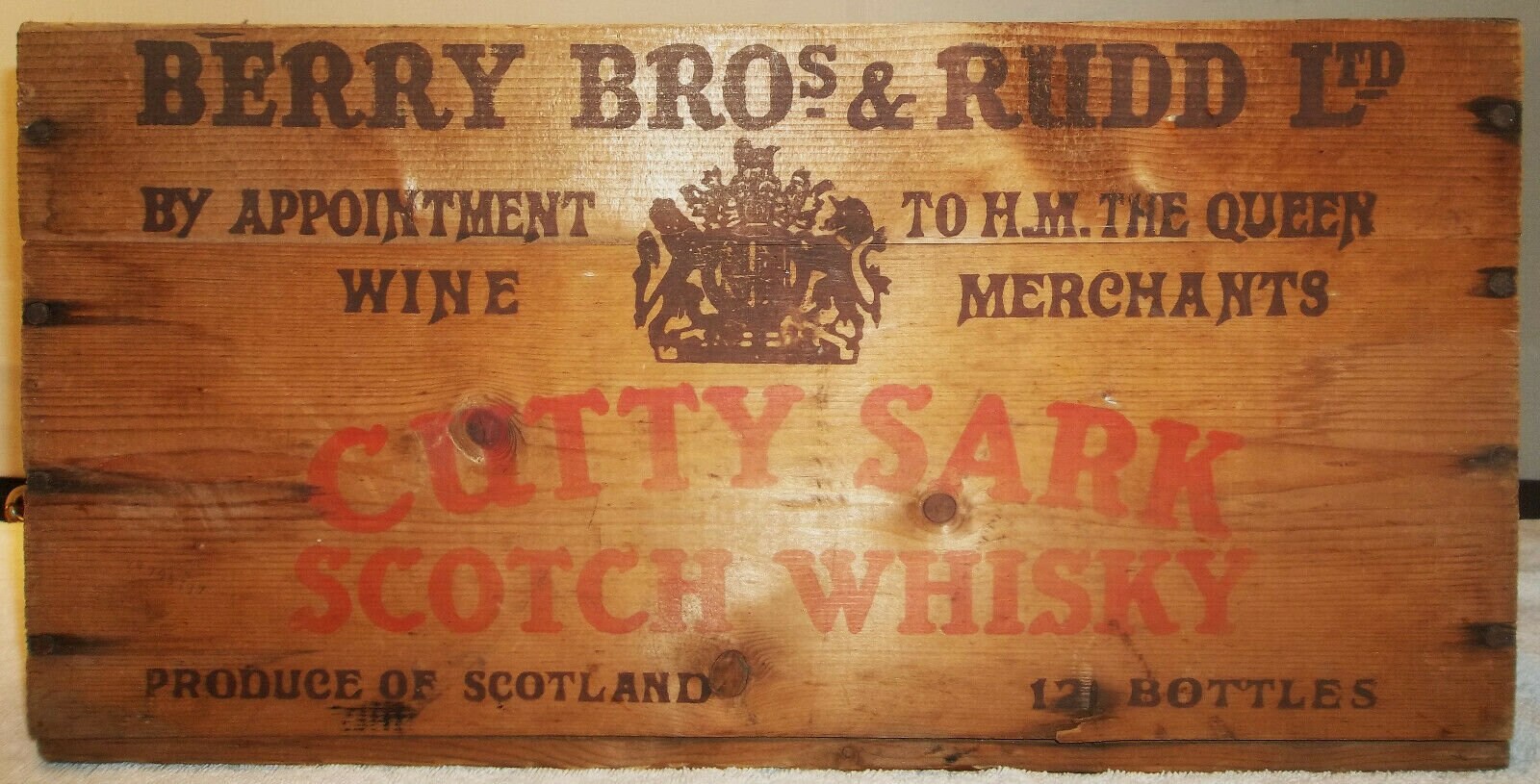 Vintage Berry Bros & Rudd Ltd Cutty Sark Scotch Whisky Wood Crate