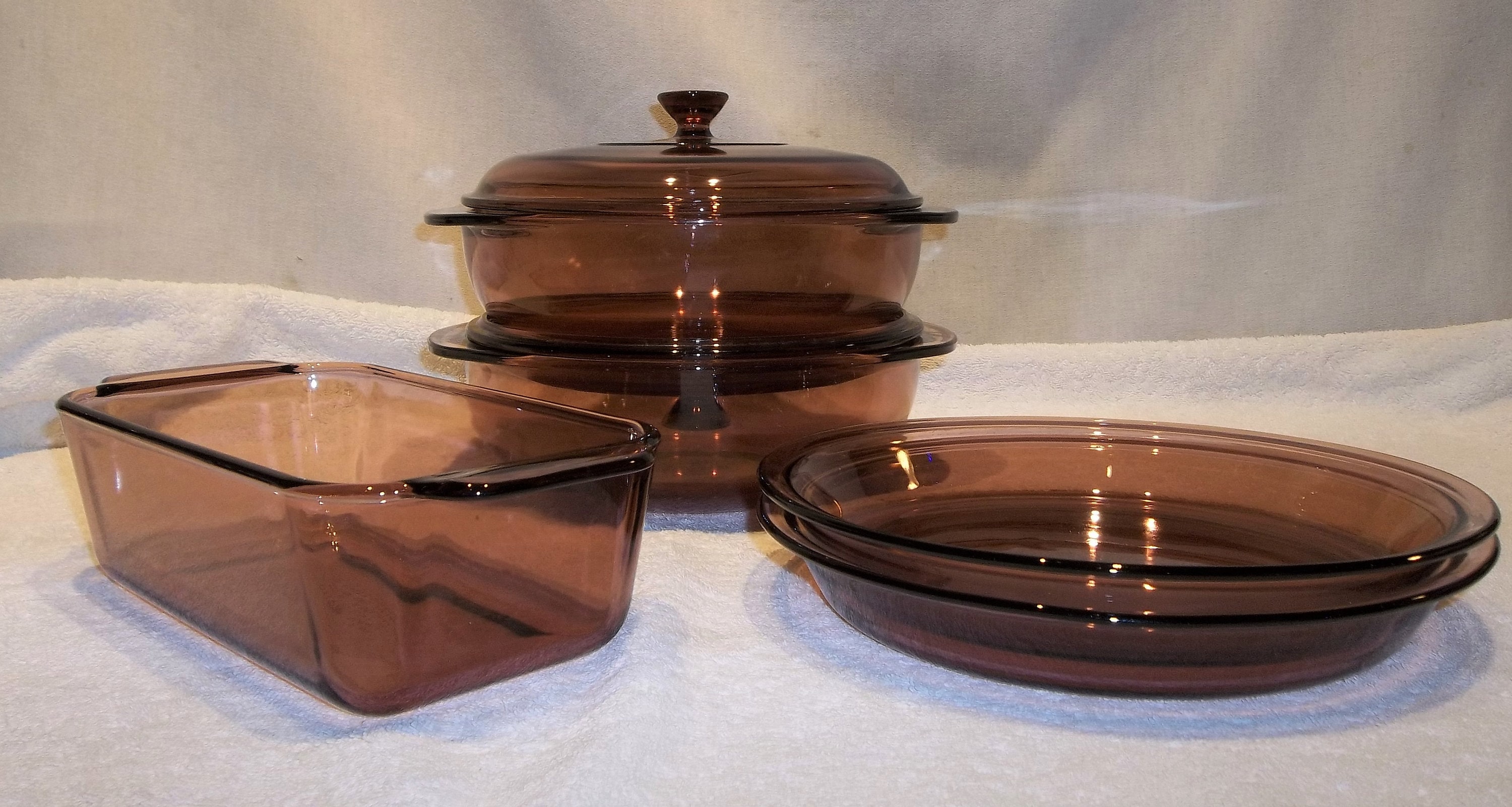 Cookware Kitchen & Dining Vintage Pyrex Cranberry Glass Vision Ware Style Corning Set Round