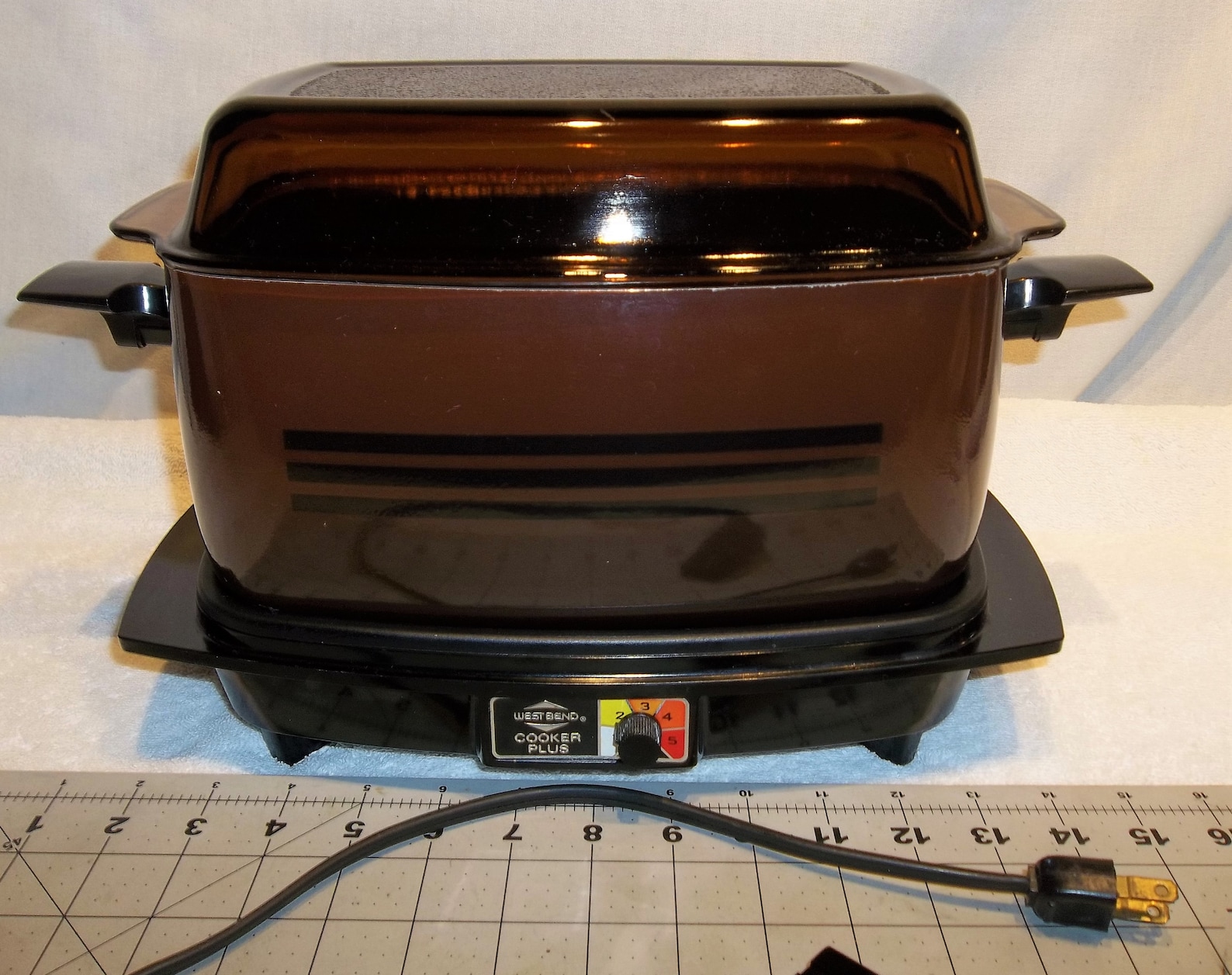 Vintage West Bend Slow Cooker Electric Skillet Glass Trivet Etsy