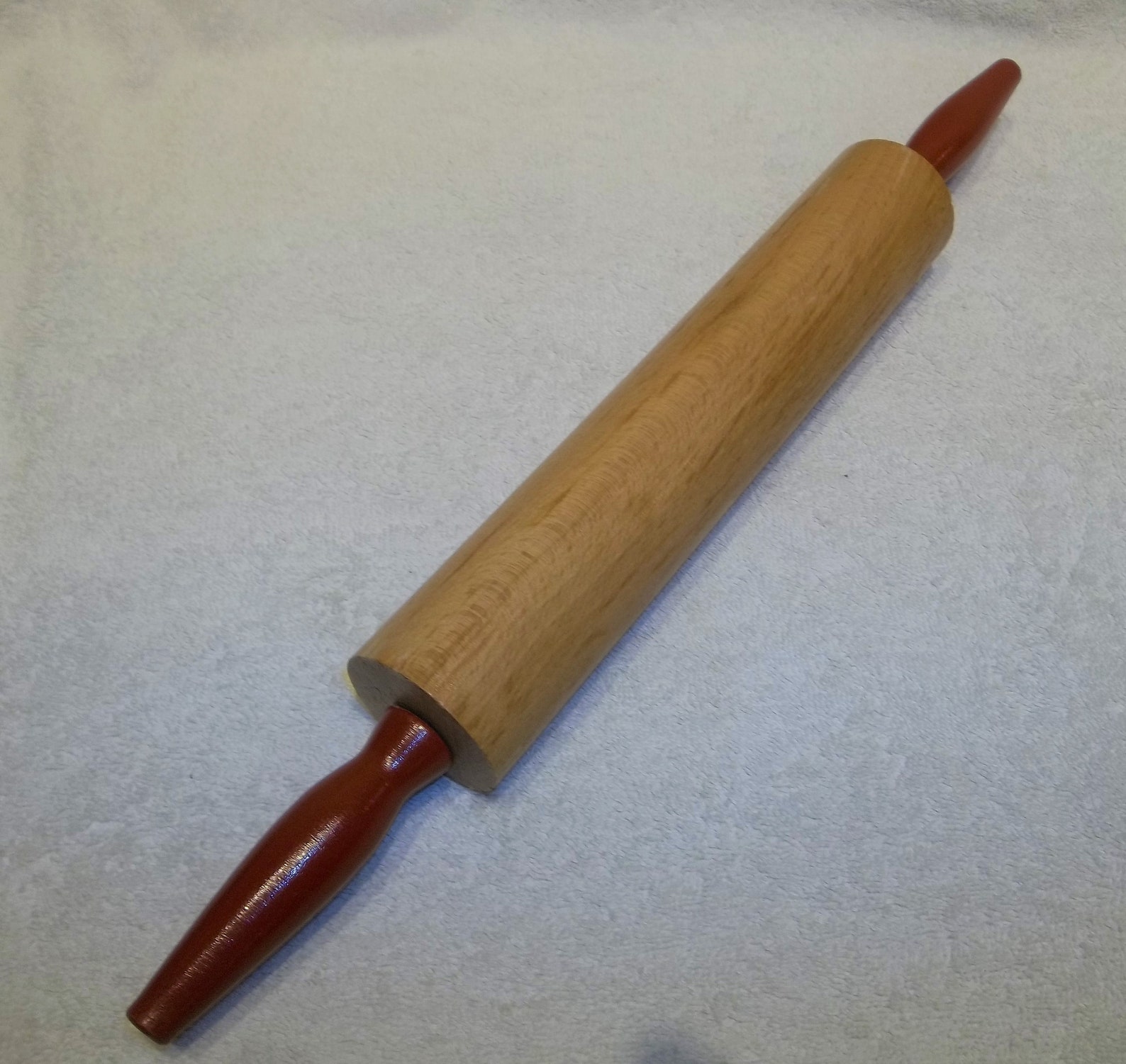 Vintage Wooden Rolling Pin Red Handles Decorative Collectible Etsy