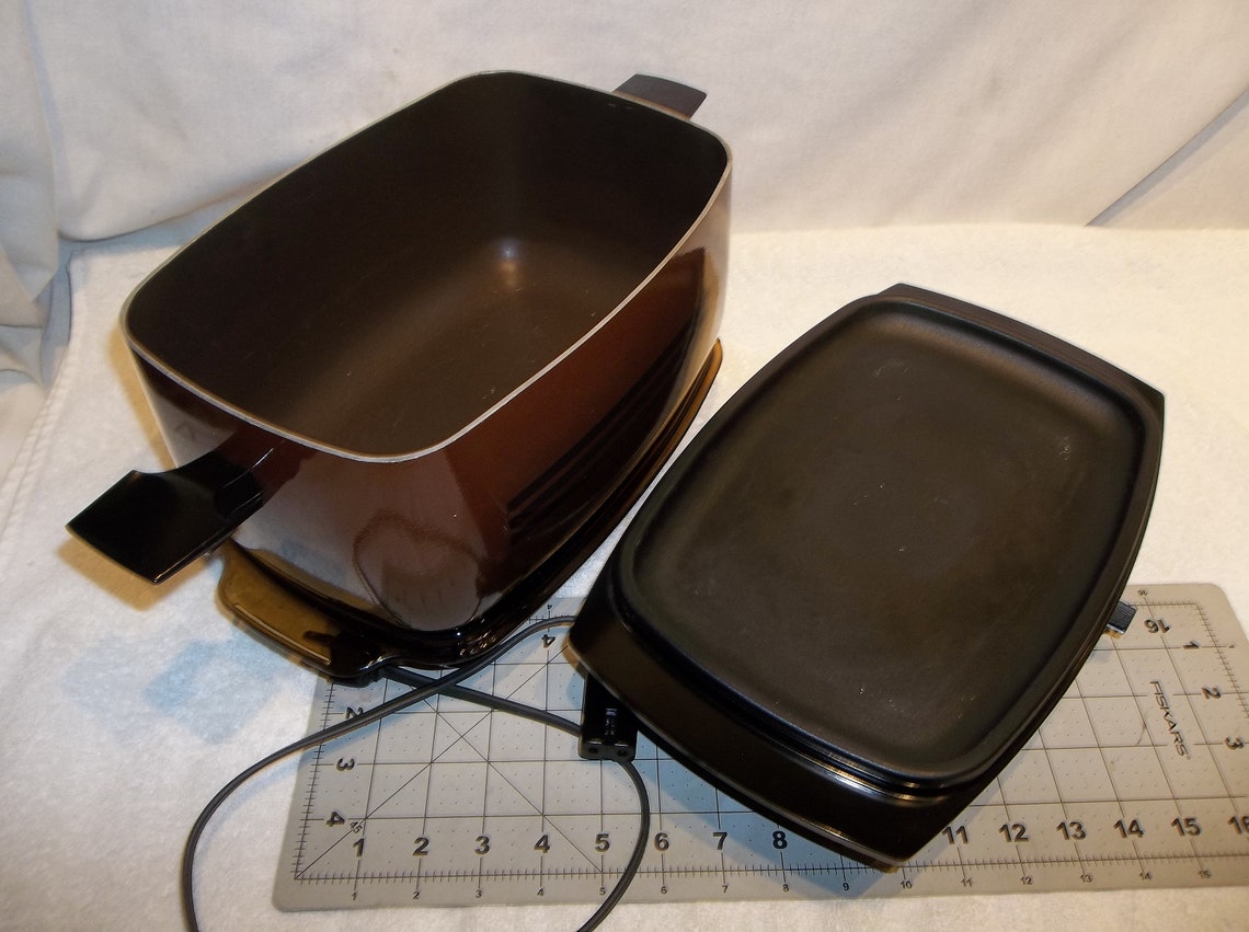 Vintage West Bend Slow Cooker Electric Skillet Glass Trivet Etsy