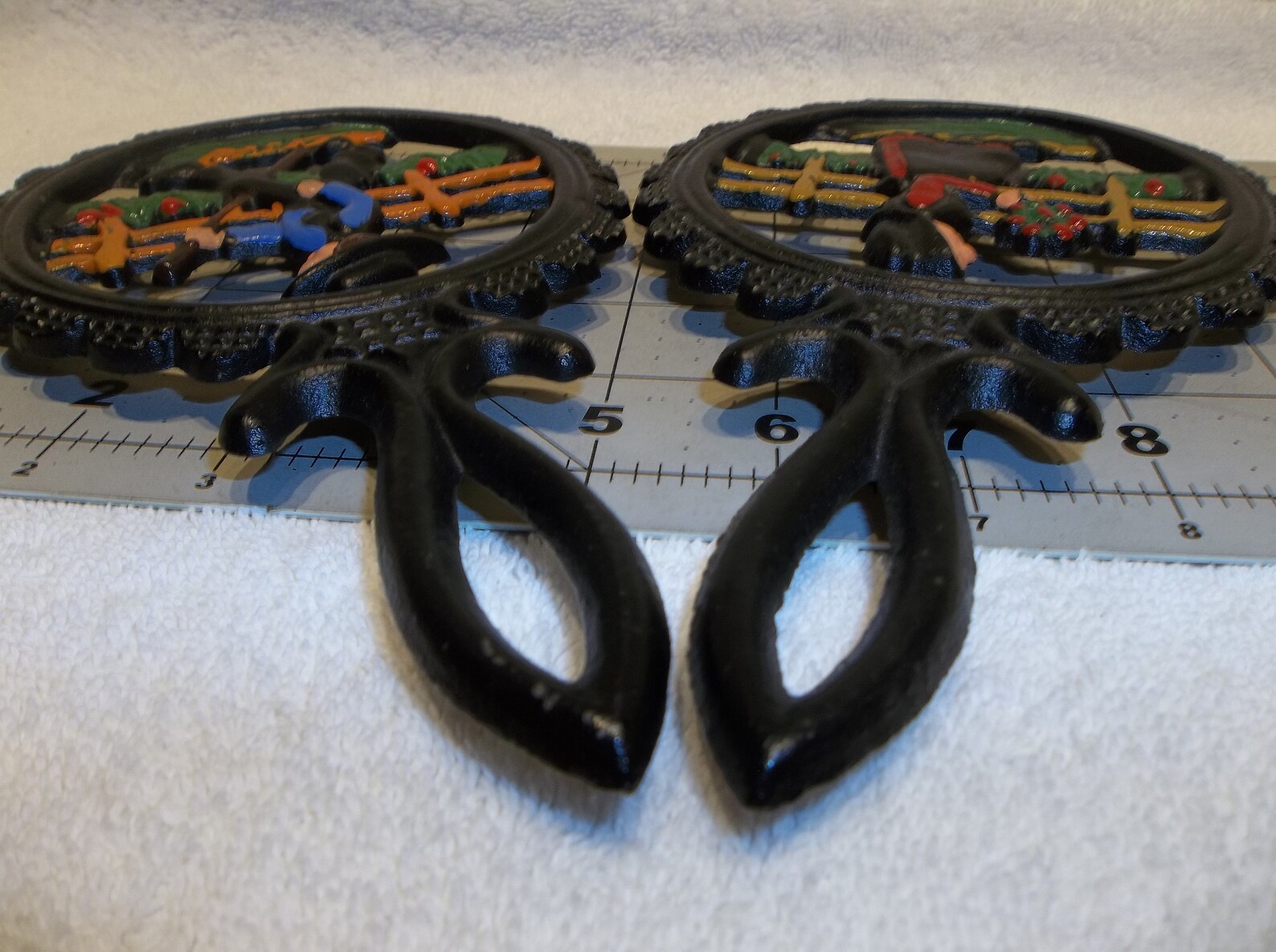 Antique Cast Iron Trivet Set Dale Craft Amish Man Woman Rustic Etsy