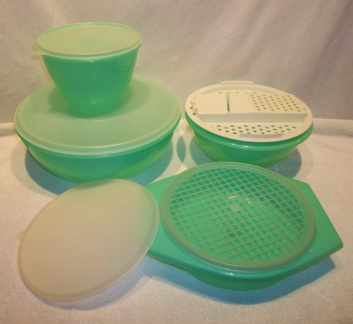 Antique Tupperware Jadeite Green Salad Set Vintage Keepers Fix Etsy