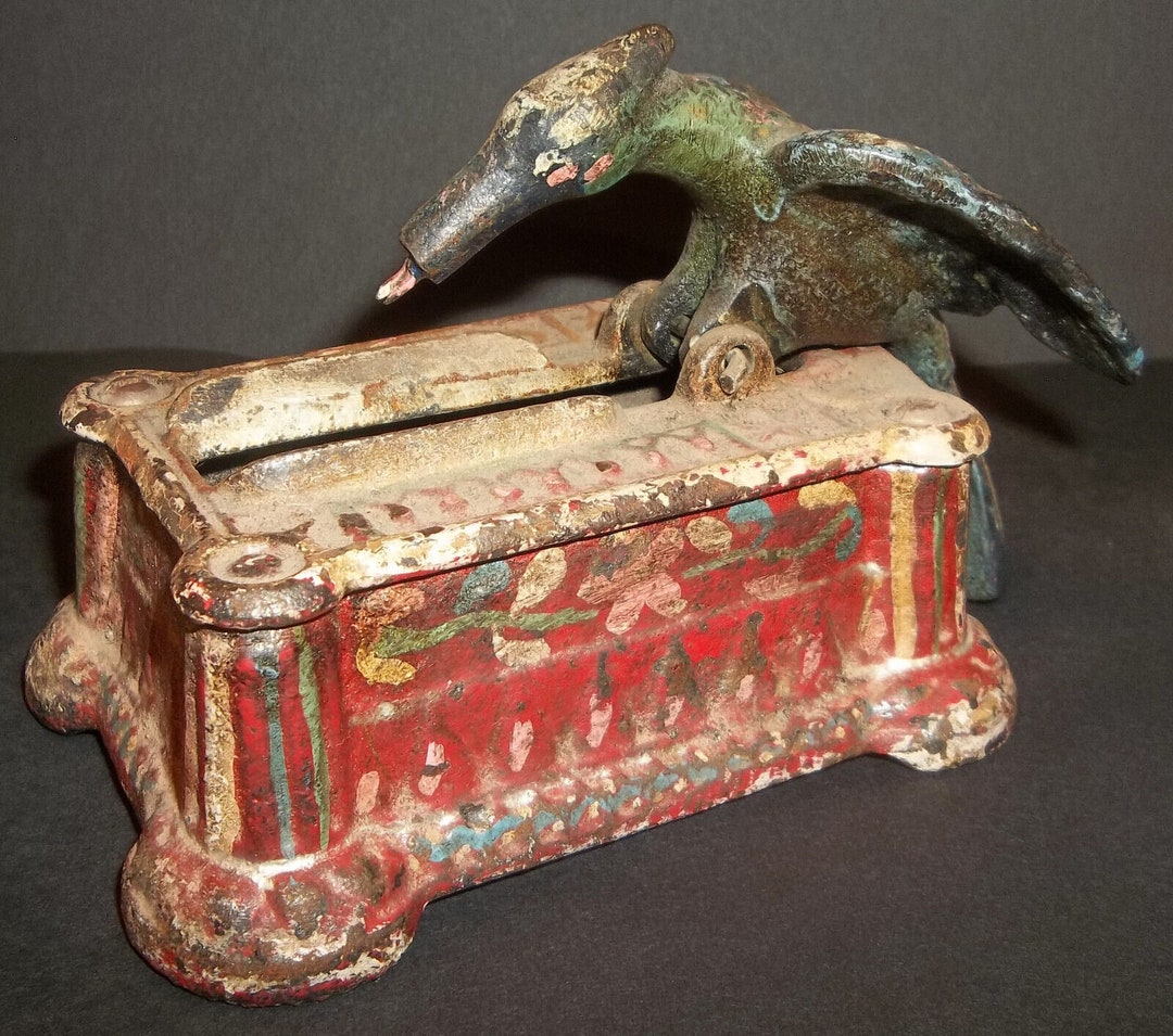 Antique Cast Iron Woodpecker Bird Toothpick Holder Dispenser Etsy