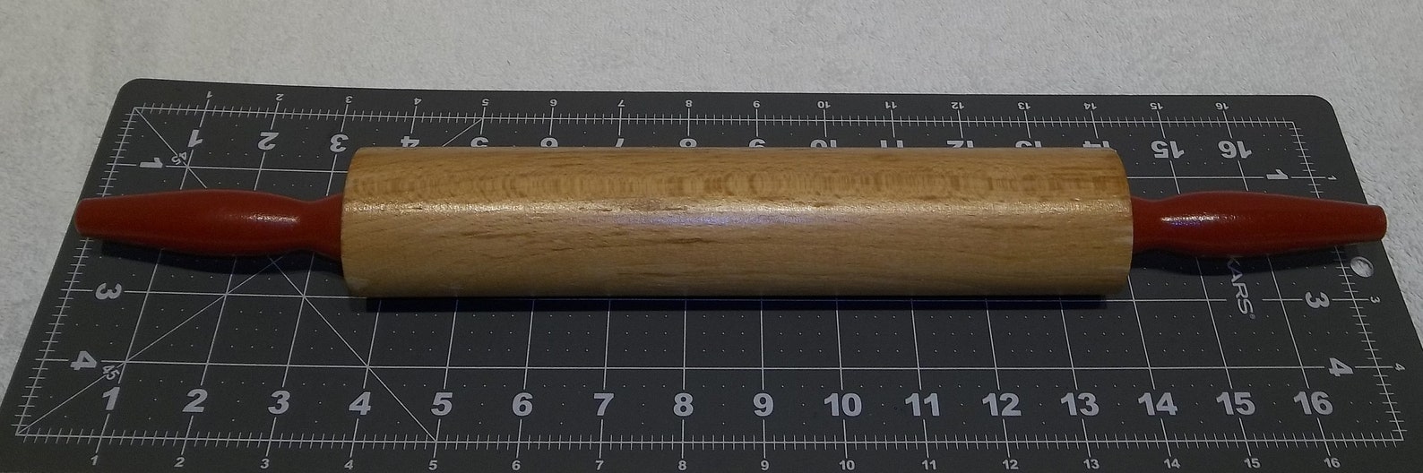 Vintage Wooden Rolling Pin Red Handles Decorative Collectible Etsy
