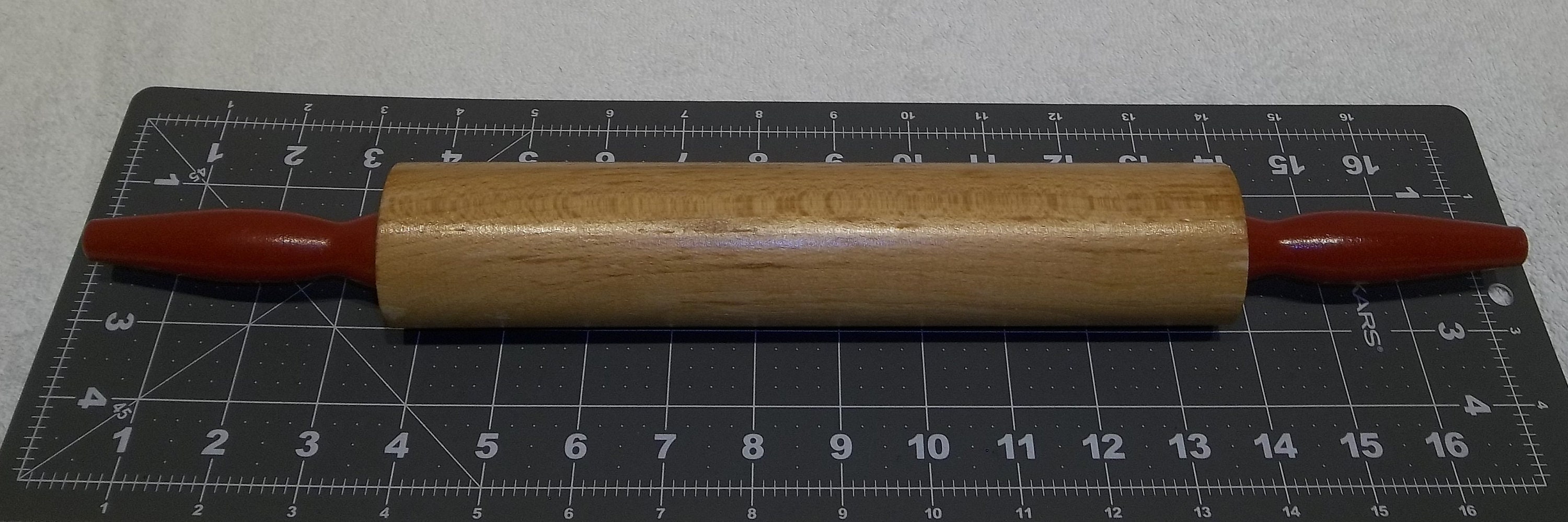 Vintage Wooden Rolling Pin Red Handles Decorative Collectible Etsy