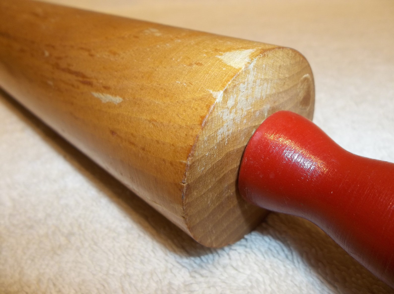 Vintage Wooden Rolling Pin Red Handles Decorative Collectible Etsy