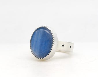 Kyanite Ring Handmade in Sterling Silver, Made In USA in Minimalist Modern Southwest Jewelry Blue Gemstone Ring