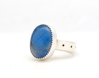 Sugilite Richterite  Ring Handmade in Sterling Silver, Made In USA in a Modern Southwestern Style
