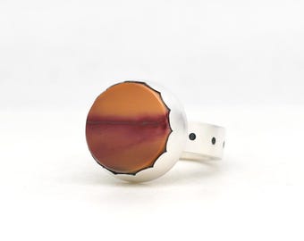 Bruneau Jasper Picture Jasper Agate Ring Handmade of Sterling Silver, Made In USA in Minimalist Modern Southwest Style, Handmade Jewelry