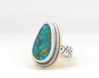 Royston Turquoise Ring Handmade Jewelry Made In USA in Minimalist Modern Southwest Style