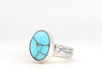 Lone Mountain Turquoise Ring Handmade Silver Ring Made In USA Southwestern Jewelry