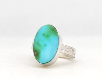 Sonoran Gold Turquoise Ring, Sterling Silver, Minimalist Southwest Style, Handmade USA