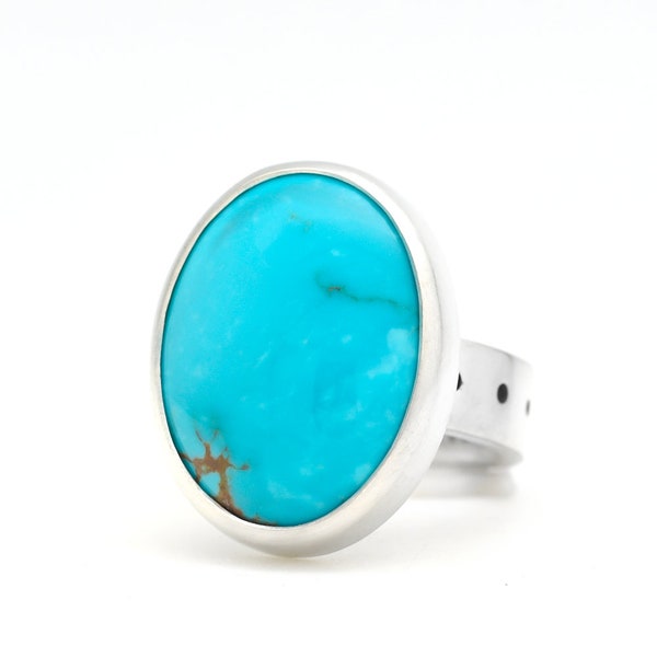 Kingman Turquoise Ring Handmade Silver Ring Made In USA Southwestern Jewelry