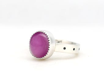 Ruby Ring Handmade In Sterling Silver, Made In USA in Minimalist Modern Southwest Jewelry, Pink Gemstone Jewelry Ring