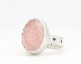 Morganite Beryl Pink Gemstone and Sterling Silver Ring, Hand Made In USA
