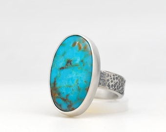 Kingman Turquoise Ring Handmade Silver Ring Made In USA Southwestern Jewelry