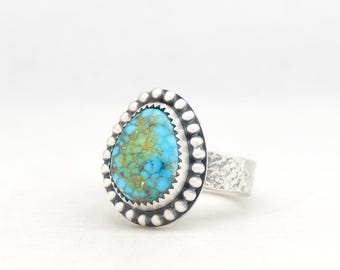Kingman Red Web Turquoise Ring Handmade Sterling Silver, Made In USA  Minimalist Modern Southwest