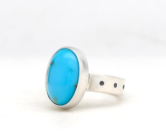 Lone Mountain Turquoise Ring Handmade Silver Ring Made In USA Southwestern Jewelry