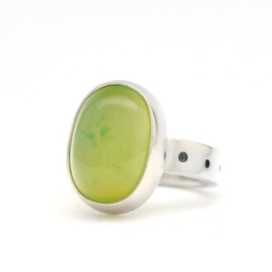 Grossular Garnet Ring Handmade of Green Garnet Sterling Silver, Made In USA in Minimalist Modern Southwest Jewelry Green Gemstone Ring
